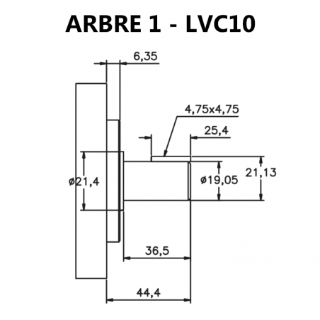 Arbre pour pompes à palettes V10, LVC10.