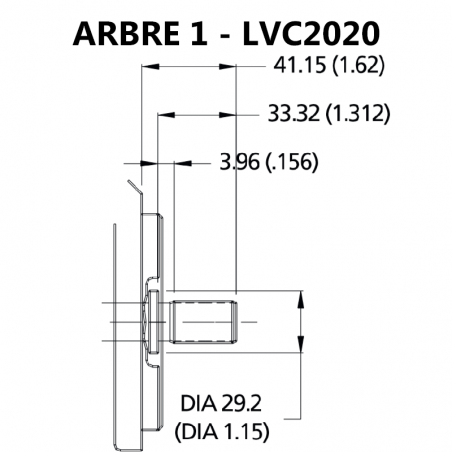 Arbre pour pompe à palettes double LCV2020, VC2020 et V2020.